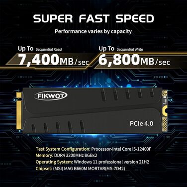 SSD накопичувач PCIe Gen4 4TB, M.2, до 7350 МБ/с, Graphene охолодження, для ноутбуків та ПК