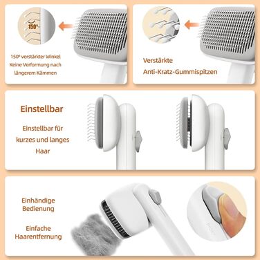 Щітка для тварин Piddy – самоочисна, для собак і котів, видаляє ковтуни, для довгої та короткої шерсті