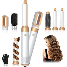 Набір для укладки Journeyside Airstyler: професійна щітка з гарячим повітрям 1000W, 5 насадок, автоматичний локонам, випрямляч, для створення об'єму, локонів та випрямлення (білий)