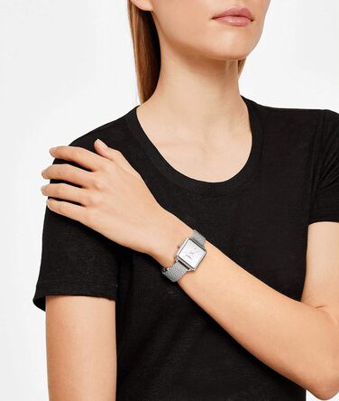 Годинник наручний Liebeskind Berlin для жінок – Квартц з квадратним корпусом 28x28 мм – Водостійкий 3 ATM – Браслет з нержавіючої сталі, шкіри або сітки – Сучасний та універсальний, сріблястий сітчастий браслет