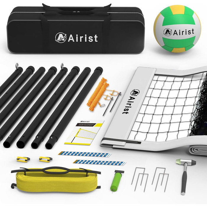 Airist Набір волейбольної сітки для вулиці, професійний, регульована висота, з м'ячем та сумкою (білий)