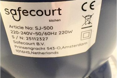 Електрична повільна соковижималка Safecourt SJ500-PK-FBM для овочів та фруктів, 1300 Вт, 2 режими роботи, чаша 1.5 л, без BPA