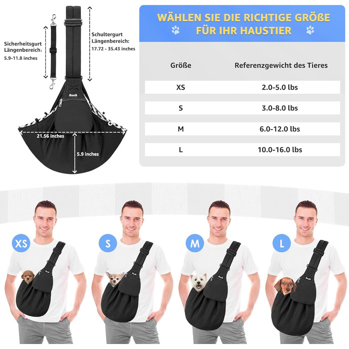 Сумка-переноска для собак SlowTon, чорна, M (2,7-5,4 кг)