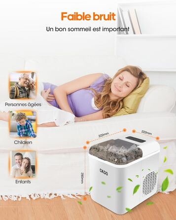 Smart Ice Maker Machine with WiFi Control - 15KG Daily Capacity, Fast Ice Production (9 Cubes in 6 Minutes), Self-Cleaning, 2 Ice Sizes for Kitchen, Office, Bar, Party, RV (White)