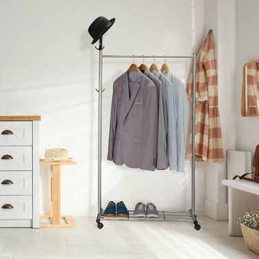 Relaxdays Silver Wardrobe with Wheels