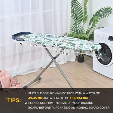 KINGRACK Чохол для гладильної дошки, бавовна, 134 x 45 см, зелений, з товстим фетровим наповнювачем