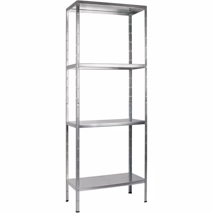 SCHULTE Shelfworld slotted shelving unit with 4 PowerMAX shelves, 65 kg load capacity, 180x60x40 cm (H x W x D), galvanized (storage shelf, workshop shelf, cellar shelf, garage shelf, metal shelf)