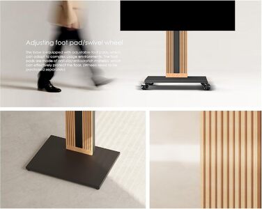 Підставка для телевізора FITUEYES Zen Series (Чорний) – дерев'яна, поворотна, регульована по висоті, для 32-65 дюймів