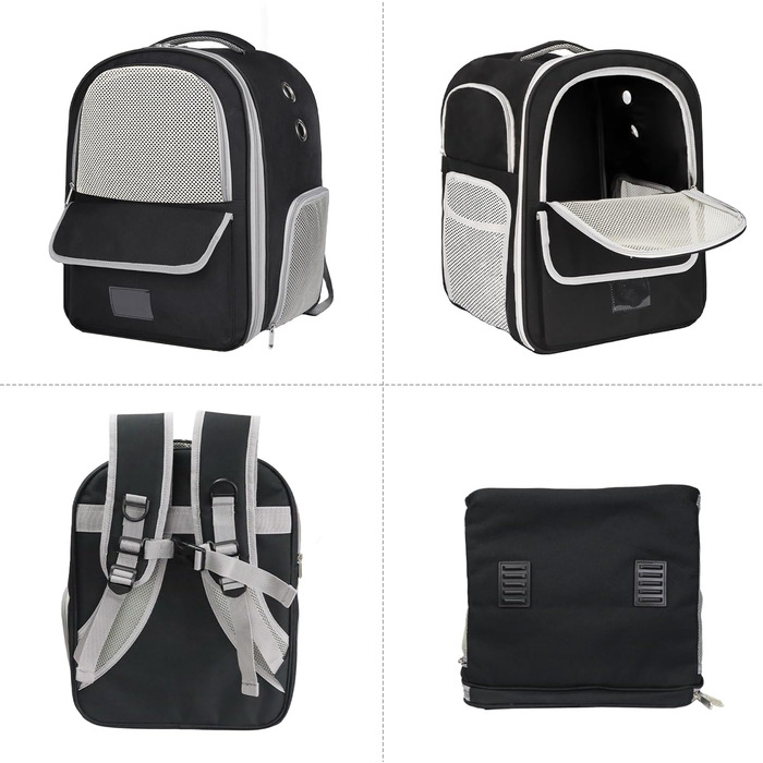 Рюкзак-переноска для котів та собак, чорний. Дихаючий рюкзак-переноска для маленьких та середніх тварин, ідеальний для подорожей, прогулянок, хатин та кемпінгу