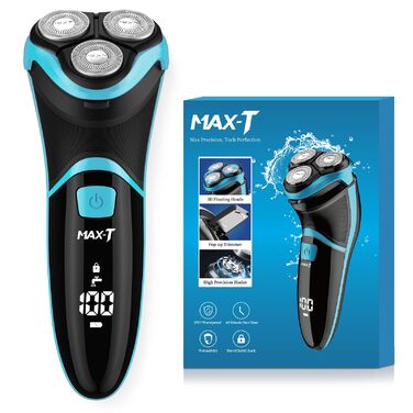 Електрична бритва MAX-T для чоловіків: вологостійка, з тримером, для сухого та вологого гоління, з кейсом для подорожей