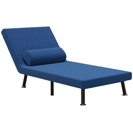 HOMCOM Sleeper Chair, Folding Bed with Bed Function, Back Cushion, Folding Recliner Chair with Linen Look, Adjustable Backrest, 75 x 70 x 75 cm, Dark Blue | Aosom
