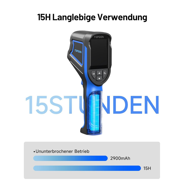 TOPDON TC004 Міні тепловізор, 240x240 IR-роздільна здатність, ручний тепловізійний прилад, 15 годин роботи від акумулятора, частота оновлення 25 Гц, діапазон температур -20℃ до 450℃, високий/низький температурний тригер, чорно-синя палітра