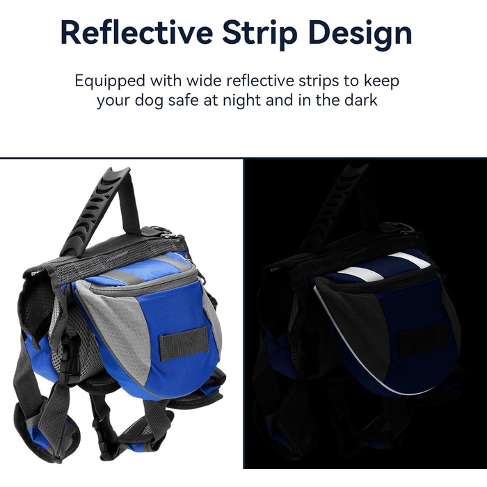 Рюкзак для собак Cyrank: набір посуду, жилет, сумка для їжі та води, рюкзак для собак, жилет для собак, сумка для їжі та води для собак, туристичний рюкзак для собак з світловідбиваючими смугами, жилет для собак, для великих собак (M)