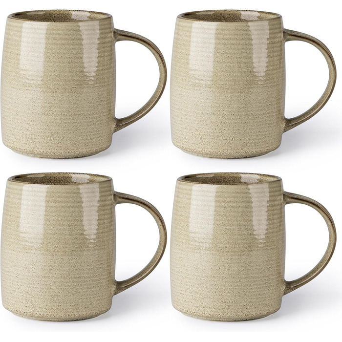 Набір келихів для кави GBHOME 500 мл (4 шт.) з кераміки з градієнтом кольору - для лате, чаю, пива, гарячого шоколаду. Можна мити в посудомийній машині та використовувати в мікрохвильовці. Реактивний хакі.