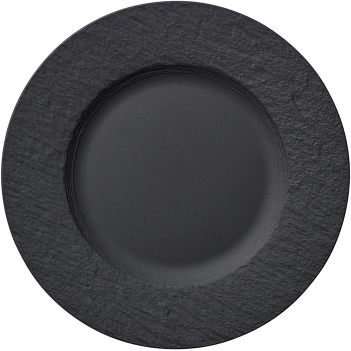 Тарілка для сніданку Villeroy & Boch Manufacture Rock 22 см, чорна, преміум порцеляна, матова, шліферна текстура, для посудомийної машини та мікрохвильовки