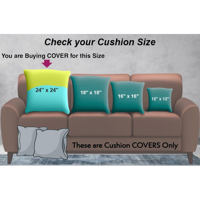 Set of 5 pillow covers made of high-quality cotton, 61 x 61 cm, for throw pillows/small pillow covers only, 60 x 60 cm, Dori and Damask, Mustard Yellow, 5 pieces