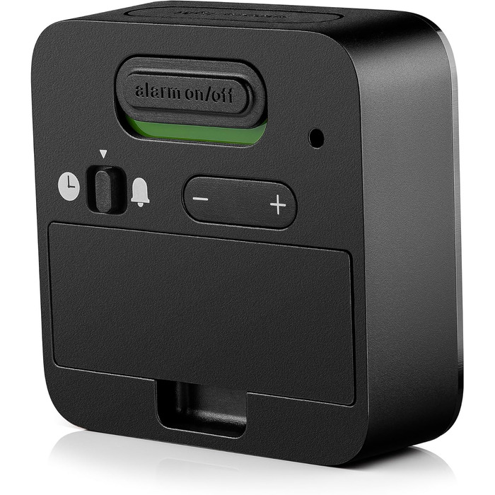 Braun Digital Travel Alarm Clock, Central European Time (CET) zone with snooze function, compact size, negative LC display, crescendo alarm in black, model BC08B-DCF.