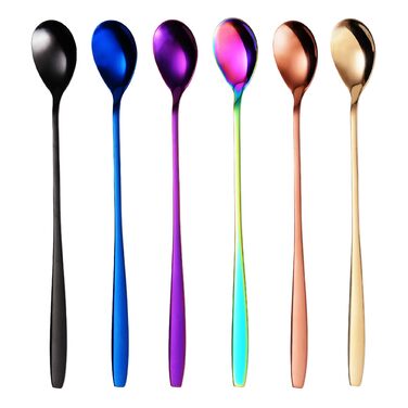 Ложка для Еспресо та Латте Макіато Gräwe з нержавіючої сталі, довга, для кави, десертів та айс-ті, придатна для миття в посудомийній машині, кольори (різнокольорові)