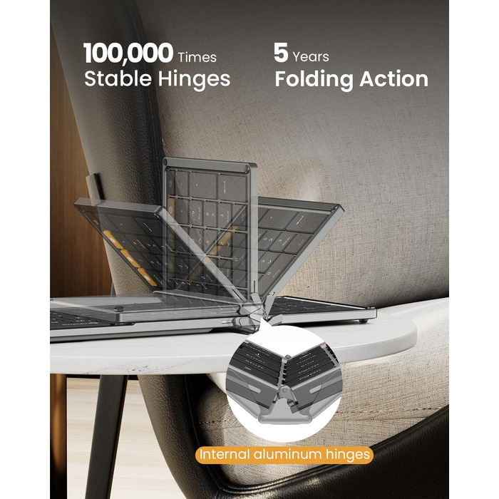 Бездротова клавіатура та миша ProtoArc XKM01: складана, Bluetooth, 2.4G, QWERTZ, для iPad, Tablet, iPhone, Laptop (Space Grey)