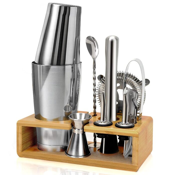 Набір для коктейлів преміум класу Boston Shaker, 16 предметів: шейкер, мадлер, відкривачка для пляшок, аксесуари для бару (чоловікам та жінкам)