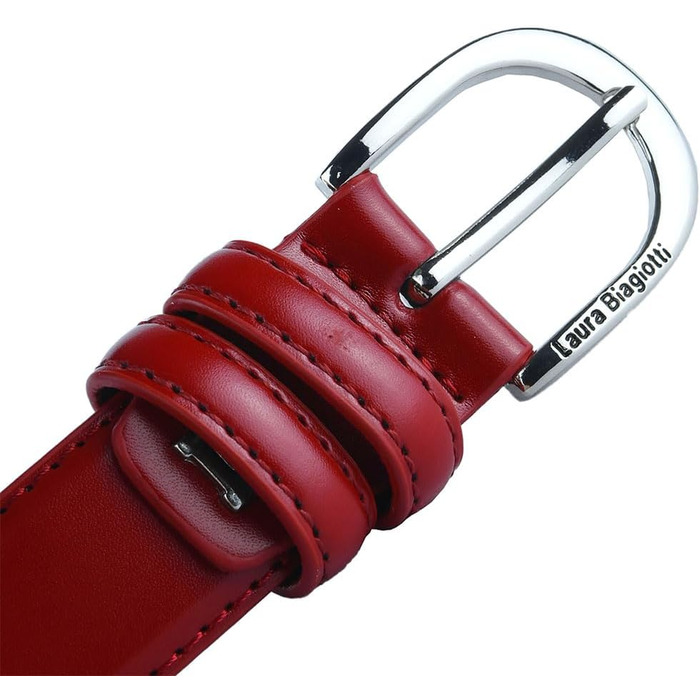 Жіночий шкіряний ремінь Biagiotti, червоний, 3 см, регульований, з подарунковою коробкою (110 см)