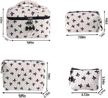 Набір косметичок з квітами для дівчат, дамські культбагелі, степкова косметичка для макіяжу, бавовняний набір культбагелів, косметичка з бантиком, естетичний стиль Clean Girl