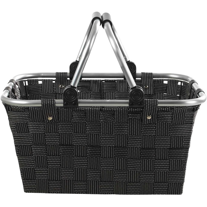 Корзина для покупок з ручками, 40 x 19,5 x 30 см, чорна, пластикова. Ідеально для покупок та зберігання.