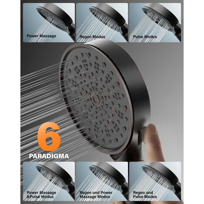 Cobbe Shower Head with Filter, High-Pressure Handheld Shower with Hose, 6 Spray Patterns Water-Saving Shower Head with 20-Layer Filtration, Shower for Hard Water, Residual Chlorine, Bacteria, Heavy Metals (Oil-Rubbed Bronze)
