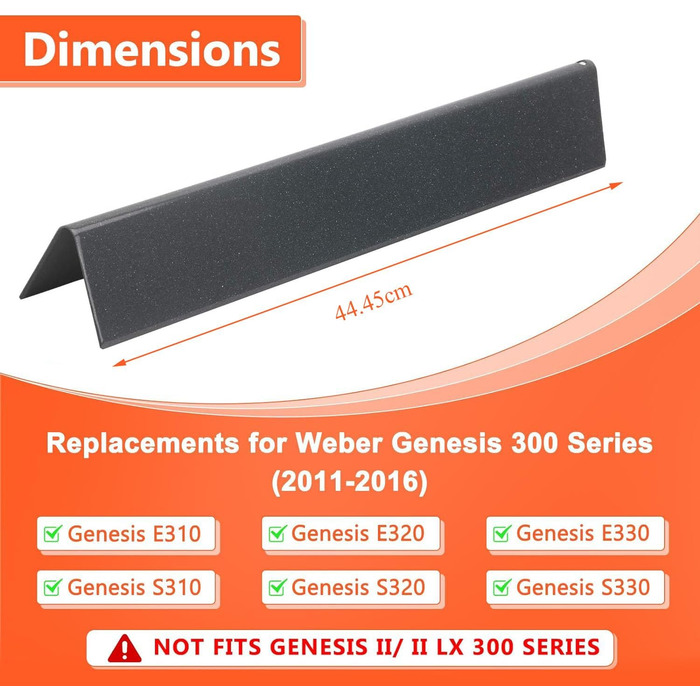 Решітка-гриль для Weber Genesis E-310/320/330, S-310/320/330 (2007-2016) GFTIME (2 шт.) з емальованої сталі