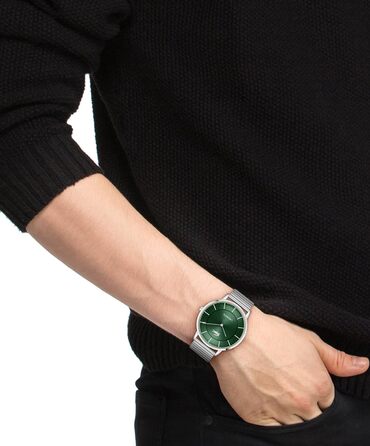 Годинник чоловічий Lacoste Crocorigin Quartz (світло-зелений) на браслеті (сталь/шкіра)