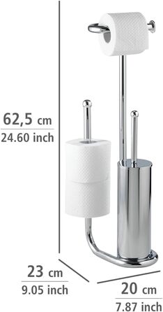 Набір для туалету WENKO Stand WC-Garnitur Universalo Chrom, з тримачем туалетного паперу та щіткою для унітазу, з хром-сталі, 20 x 62,5 x 23 см