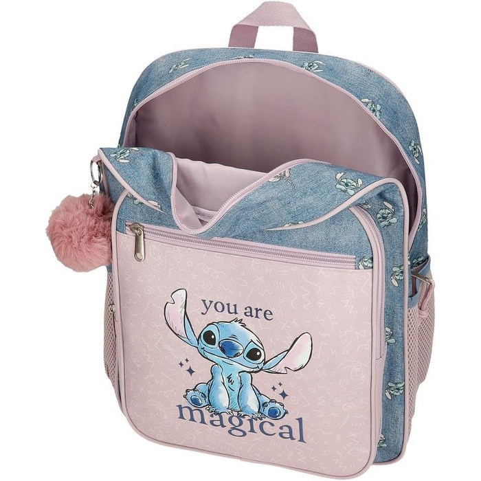 Дитячий рюкзак Disney Stitch з помпоном, багато відділень - ідеальний для школи