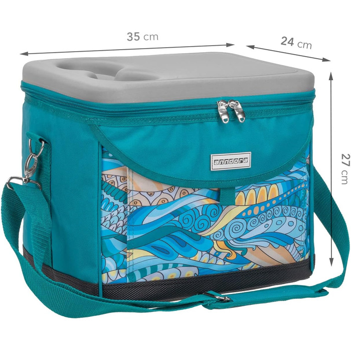 Термосумка Anndora 22L для пікніка, 35 x 24 x 27 см, блакитний колір (OCEAN turquoise)
