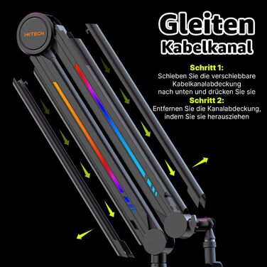 Кріплення мікрофона IXTECH RGB Boom Arm: регульований тримач для стрімінгу, геймінгу, чорний