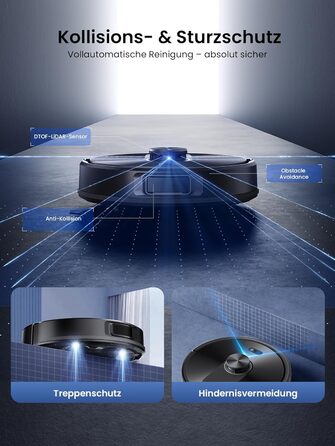 Робот-пилосос Proscenic Q10 з функцією миття, 8000Pa, 200 хвилин роботи, лазерна навігація, керування через додаток, Alexa, Siri, Apple Watch, пульт дистанційного керування для підлоги та килимів