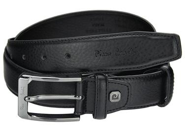 Чоловічий шкіряний ремінь Pierre Cardin, чорний, класичний, 120 см
