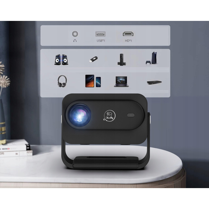 Проектор Heelly Smart TV: 20000 Лм, Android, WiFi, Full HD, підтримка 4K, автофокус