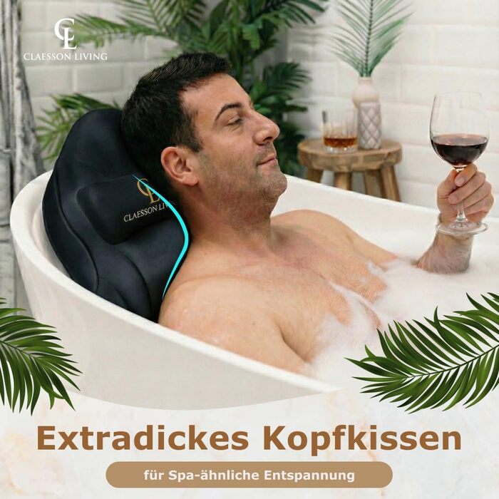 Подушка для ванни повного тіла, 126x41 см. Килимок для ванни з підголовником (13 см) для підтримки шиї, спини та ніг. З мішком для прання та подорожей та гачком для сушіння. Білий (Темно-чорний)