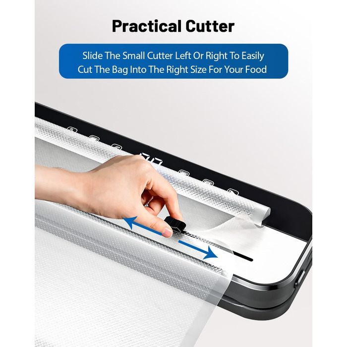 Вакуумний пакувальник FANNOU 5-в-1 для продуктів харчування, з зовнішнім вакуумуванням для банок та контейнерів, чорний