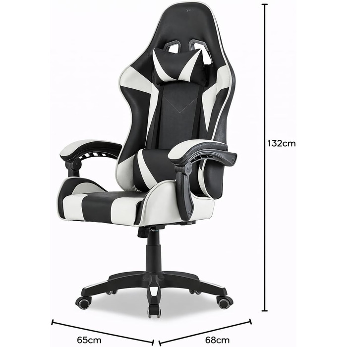 Геймерське крісло Walden Ergonomic для офісу та комп'ютерних ігор, зелено-біле, з регульованою спинкою та висотою