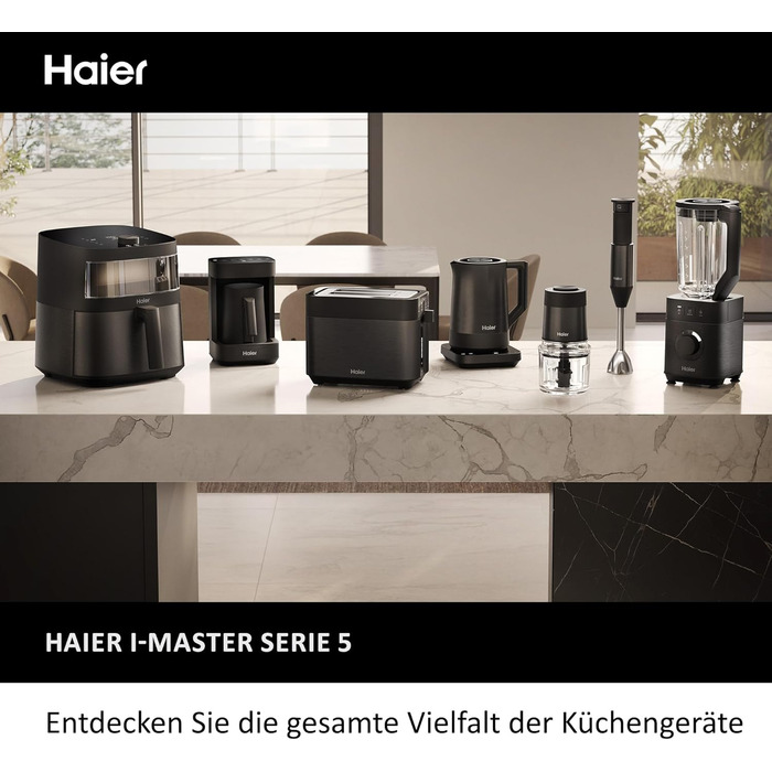 Аерофритюрниця Haier 7 л з вікном, 9 програм, 1700 Вт, LED-дисплей, без олії, для здорового приготування, серія 5 HAF5TWA3, посудомийна, з аксесуарами