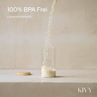 Скляні контейнери для зберігання KIVY з кришкою, 4 шт по 1200 мл - герметичні банки для продуктів, контейнери для кухні з бамбуковою кришкою