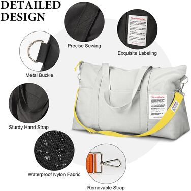 Спортивна сумка Flintronic для жінок, дорожня сумка-мішок, сумка на вихідні, дорожня сумка з чохлом для тележки, водонепроникна спортивна сумка, дорожня сумка, ручна поклажа для спорту, подорожей, літака (сіра)