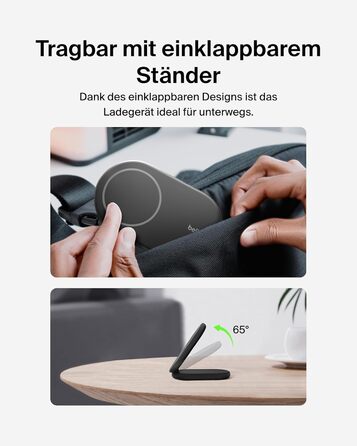 Belkin BoostCharge: Бездротовий зарядний пристрій з магнітним кріпленням Qi2, 15 Вт, сумісний з MagSafe для iPhone 17, Air, 16, 15, 14, 13, 12, Pixel, з функцією підставки – Чорний