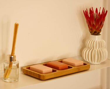 Стильна трисекційна мильниця з натурального бамбука для ванної/душу/кухні з водовідведенням та вентиляцією для швидкого висихання мила, гігієнічна, неслизька