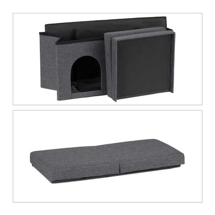 Relaxdays Cat Cave in Grey with Lid