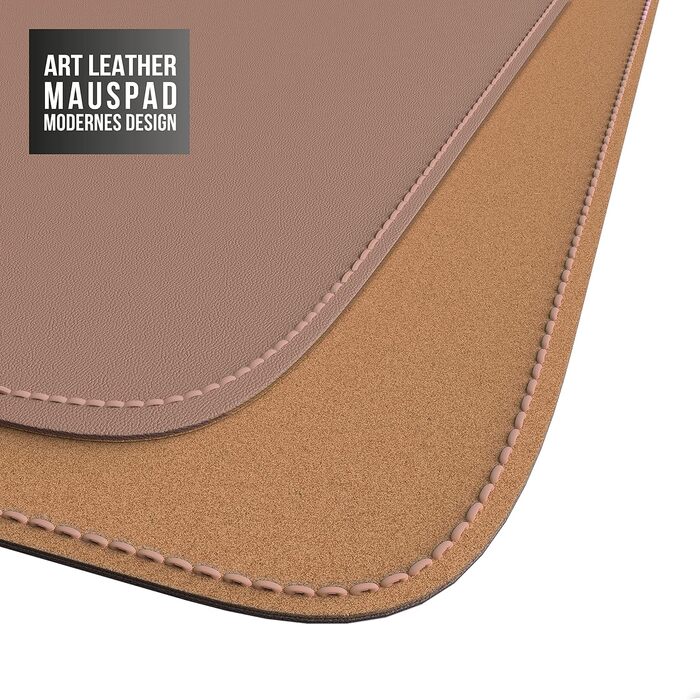 CSL Килимок для миші на стіл XXL з PU шкіри та корка 800x400 мм - Еко килимок для офісу та дому, чорний (коричневий відтінок)