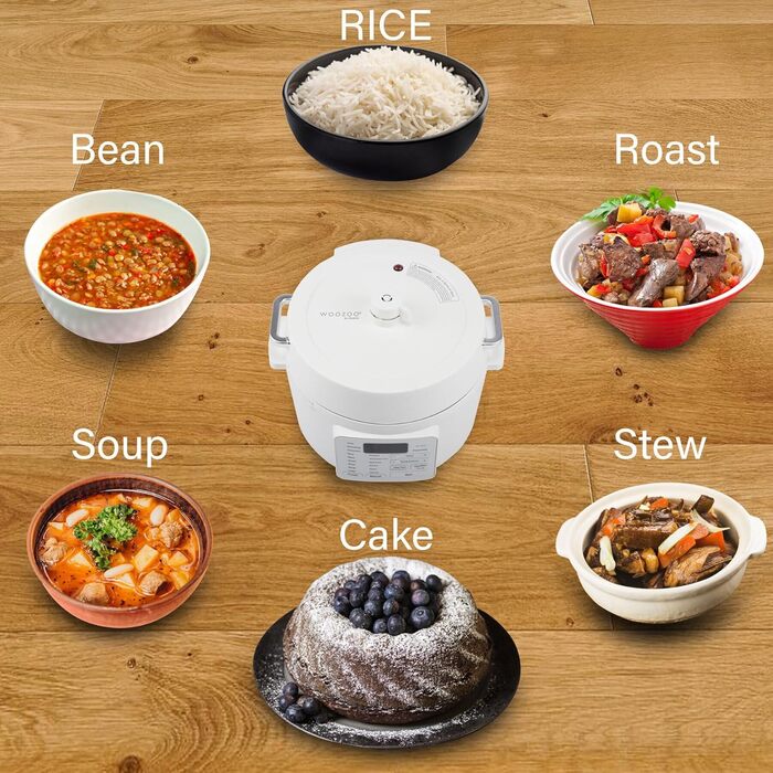 Мультиварка Woozoo PC-MA3, 12-в-1: мультикочер, сковорода, рисоварка, 6 режимів, 6 меню, біла