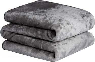 Теплий пухнастий плед DREAMSCENE з штучного хутра, антрацит, 200 x 240 см