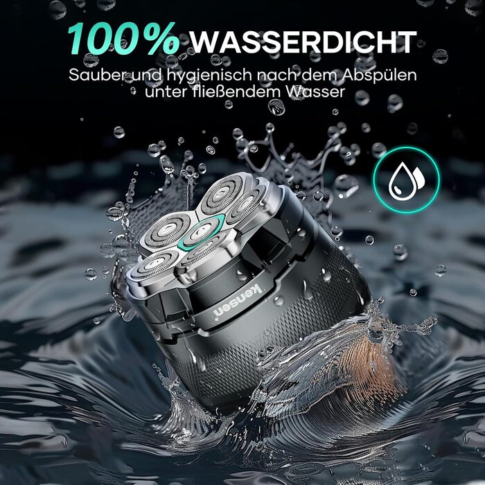 Машинка для гоління голови Kensen Glatzen Herren: Водонепроникний акумуляторний тример для голови з Type-C, чорний
